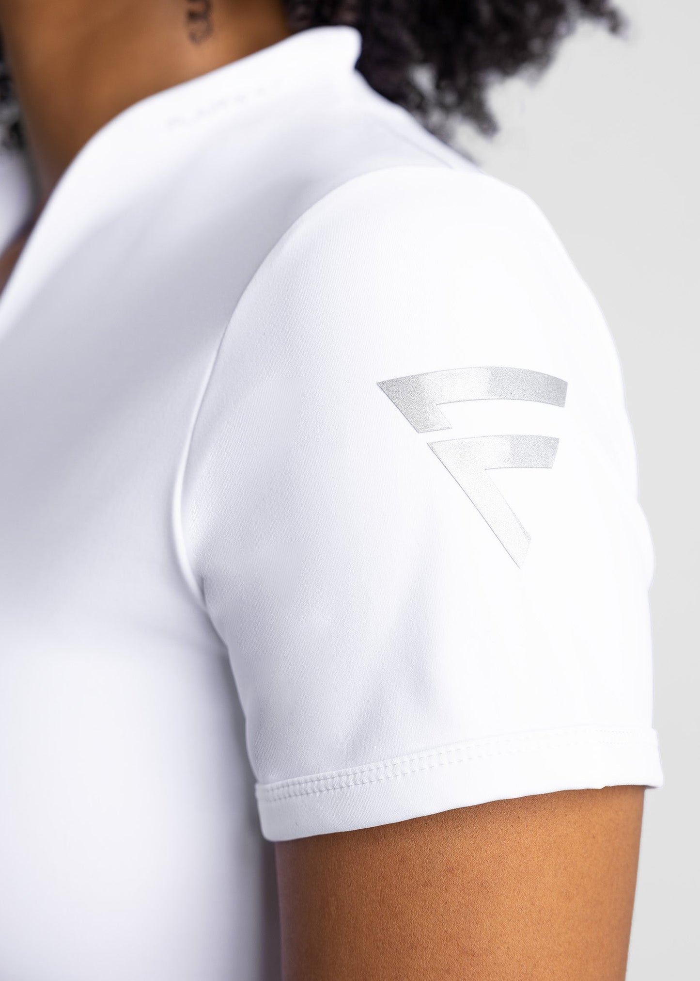 women modern collarless golf t-shirt (white)