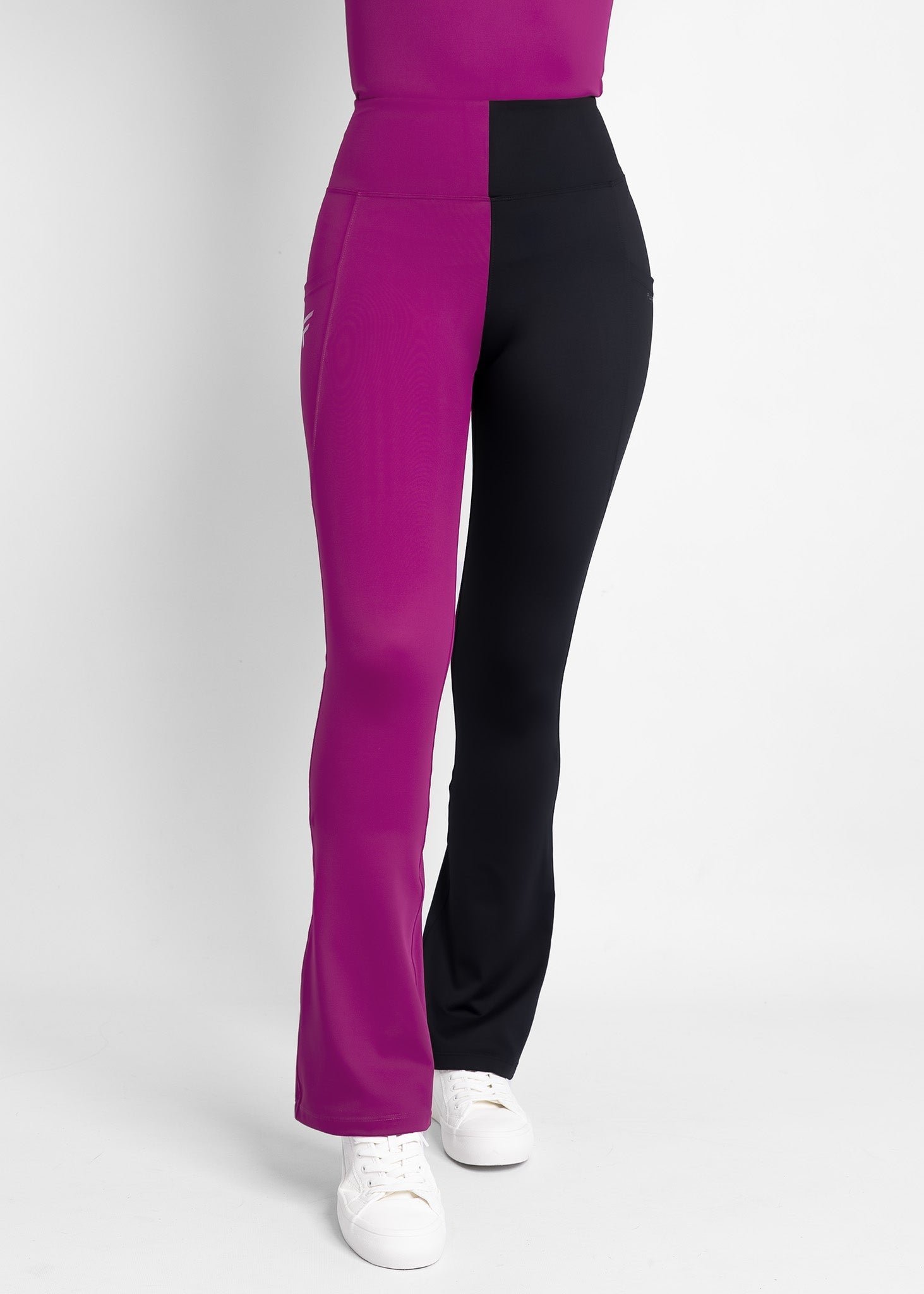 high-waisted, flare women golf leggings (wine/black)