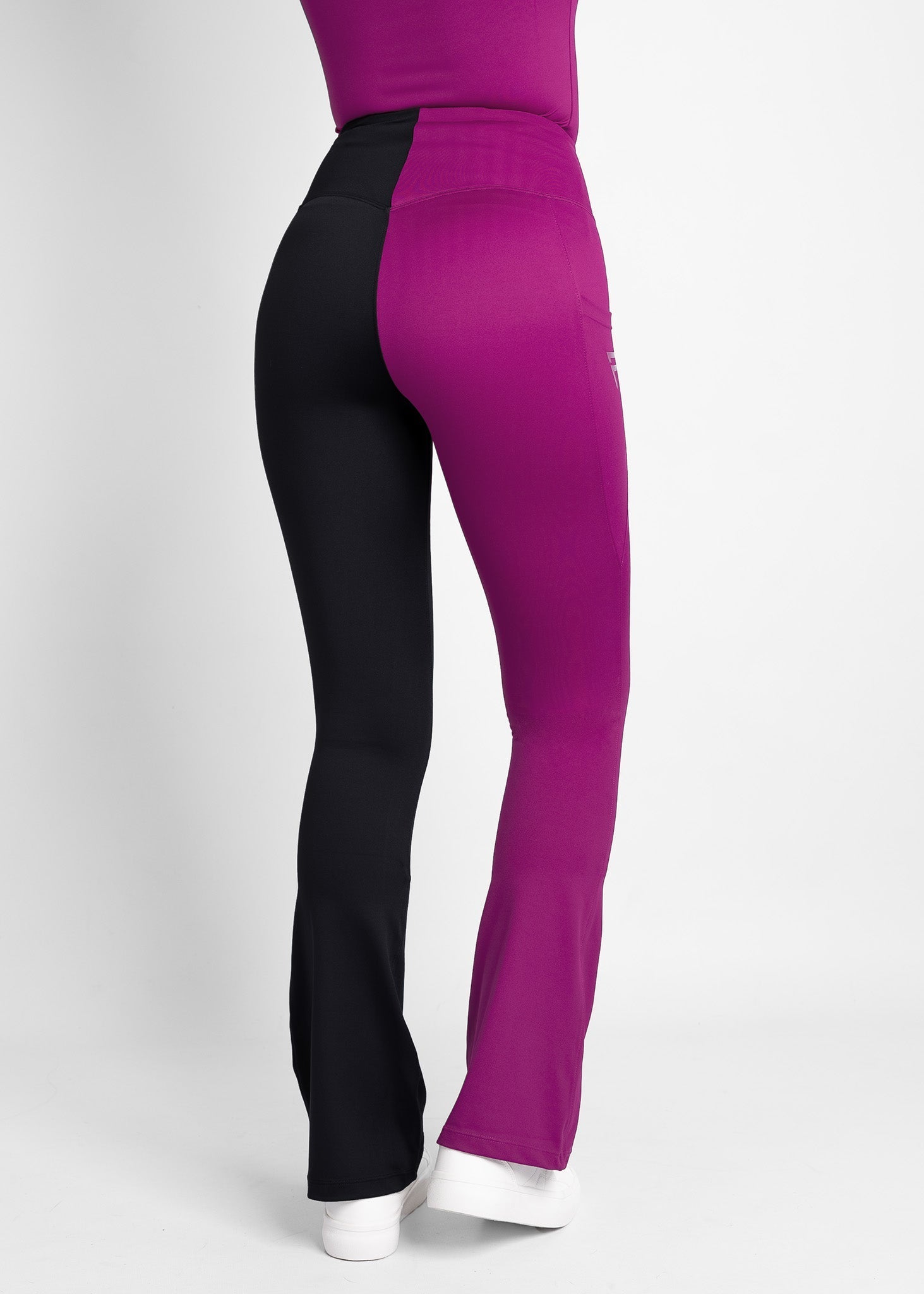 high-waisted, flare women golf leggings (wine/black)