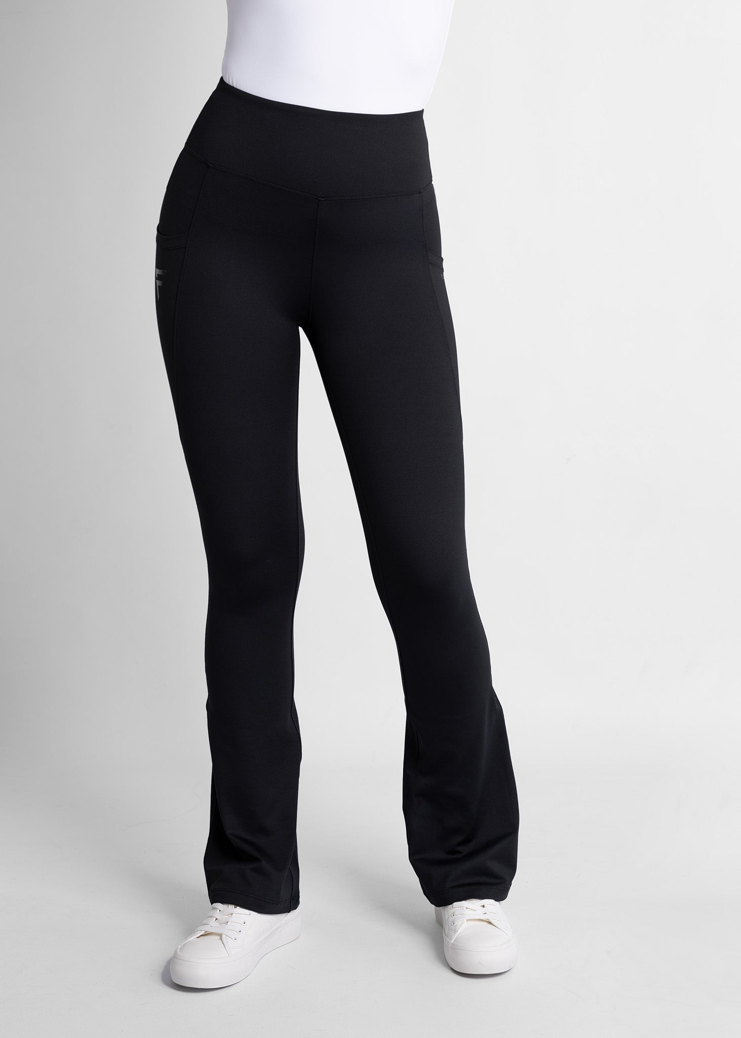 high-waisted, flare women golf leggings (black)