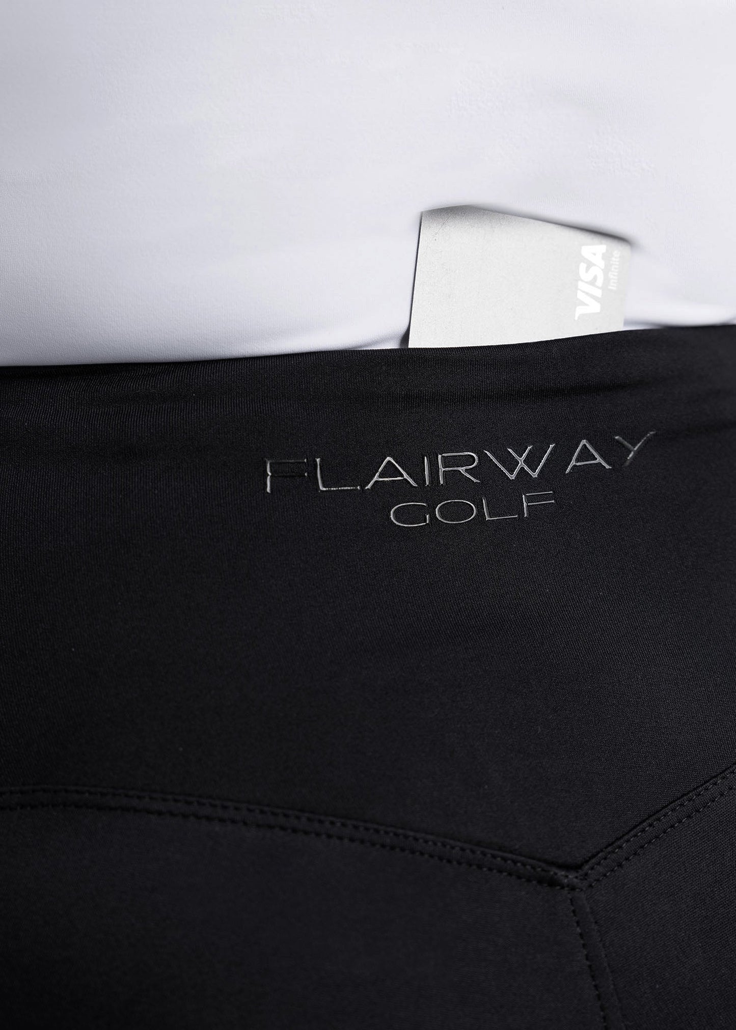 high-waisted, flare women golf leggings (black) featuring back pocket