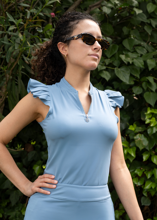 Quinta Sleeveless Shirt | Azure Blue