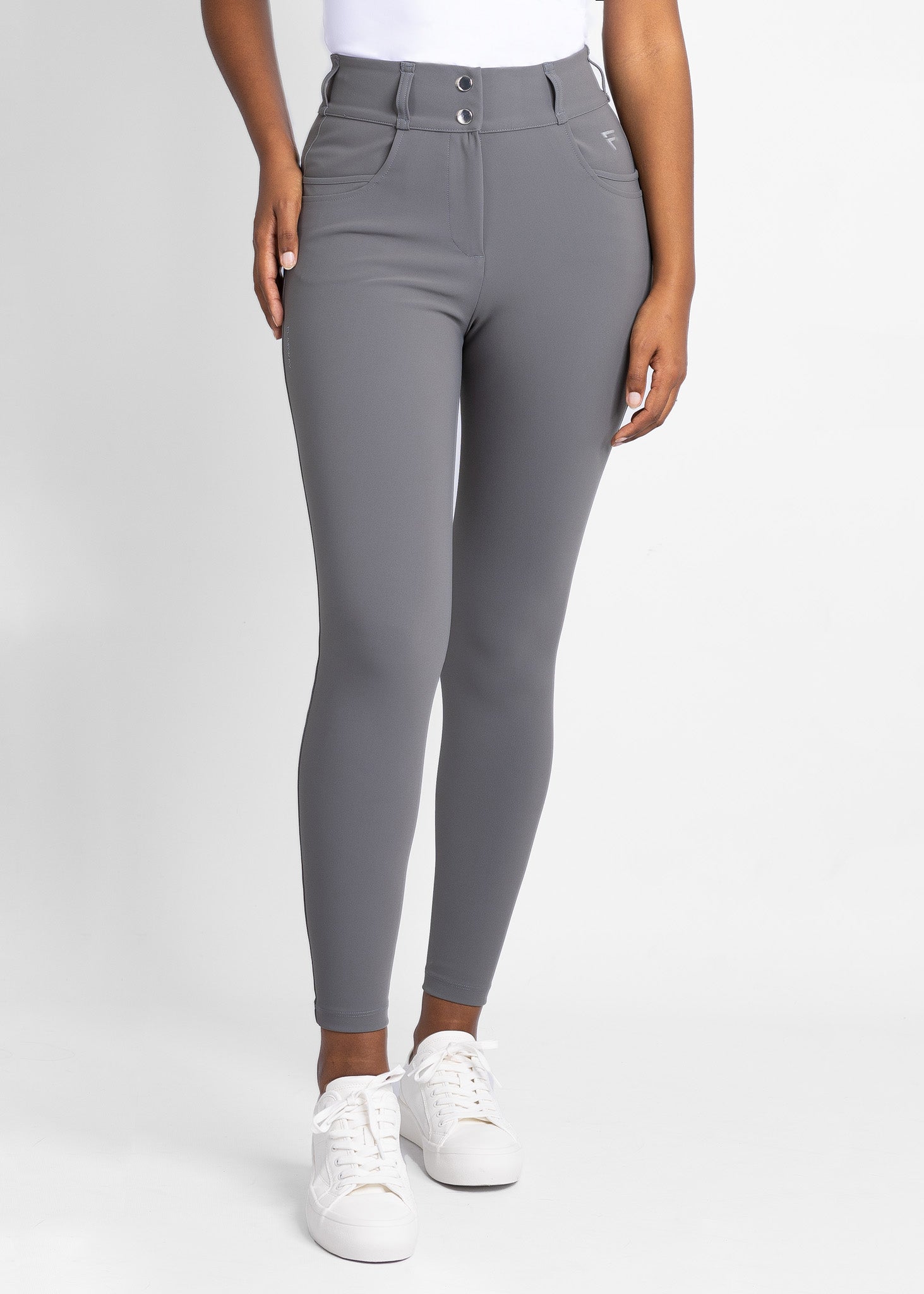 women high-waisted stretchy  golf pants (grey)