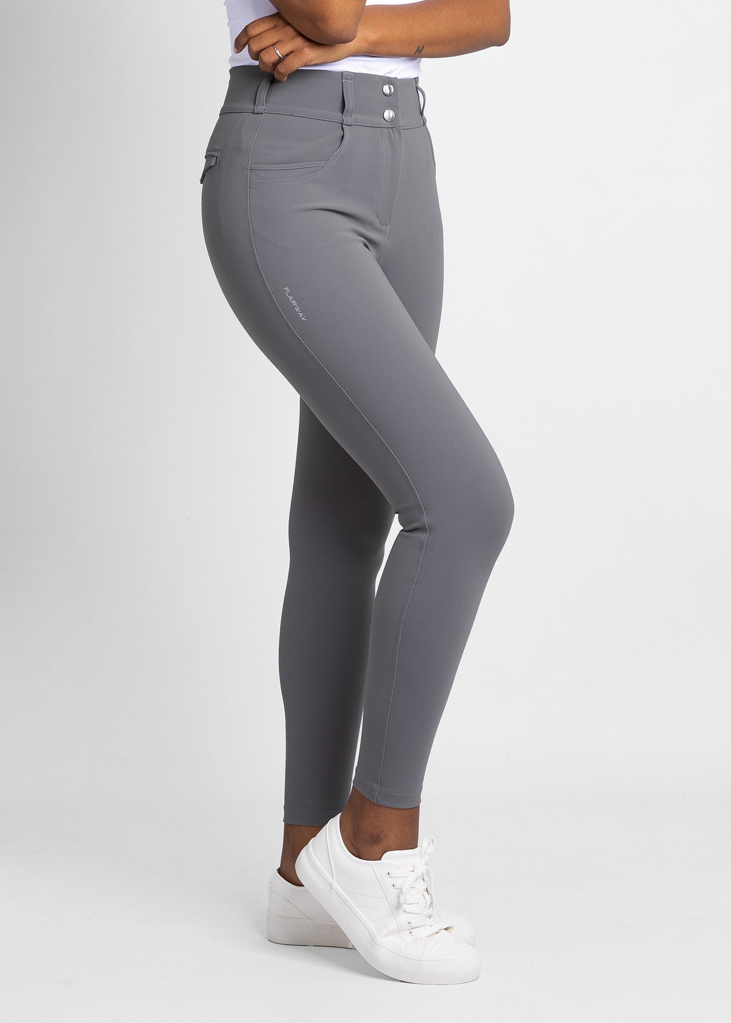 women high-waisted stretchy  golf pants (grey)