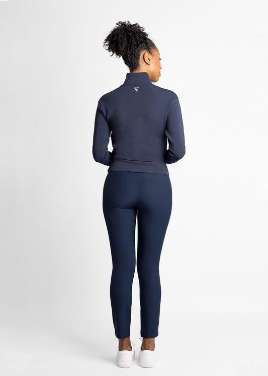 women high-waisted golf pants (navy) featured with slim fit golf sweater